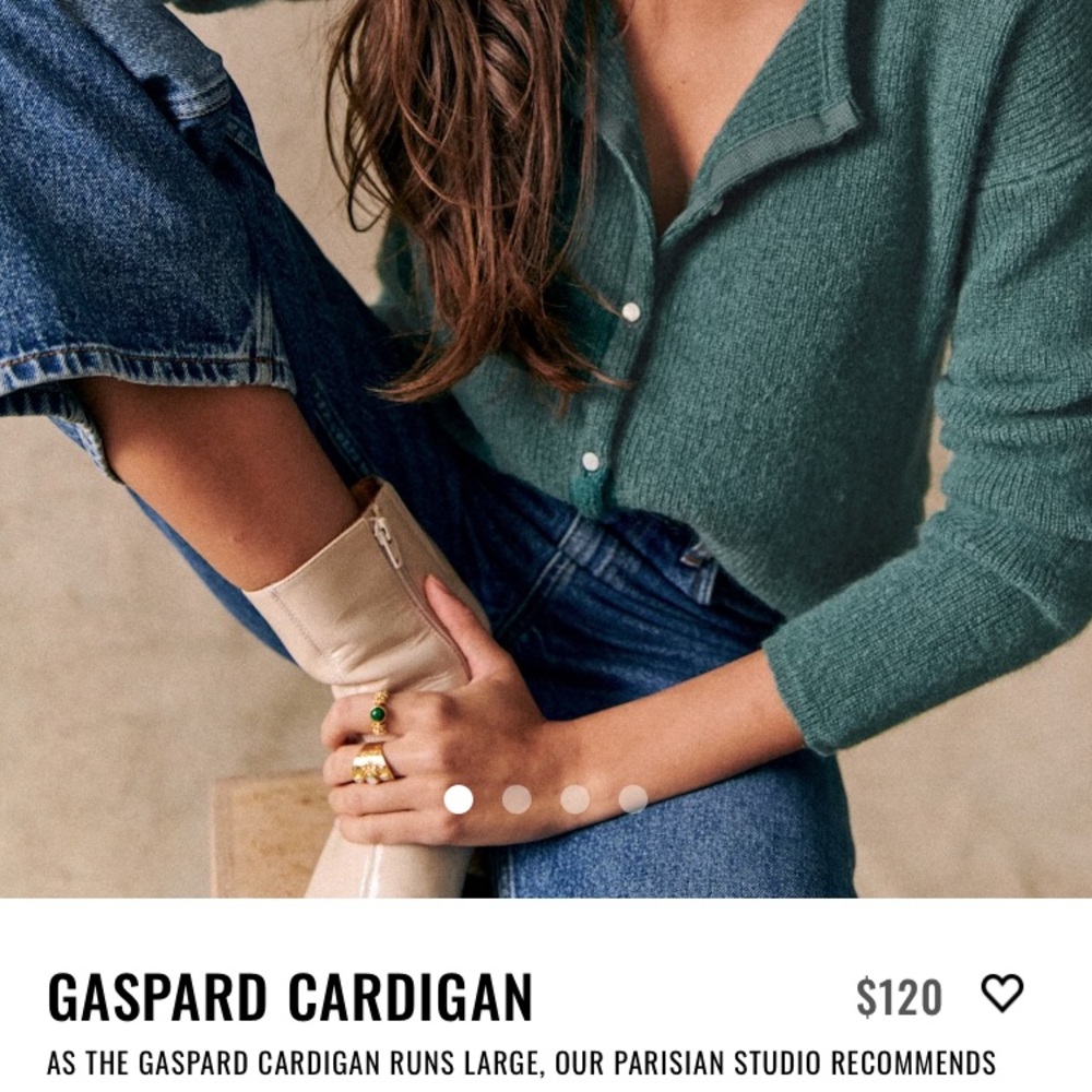 Sezane Green Cardigan V-Neck Fine Knit